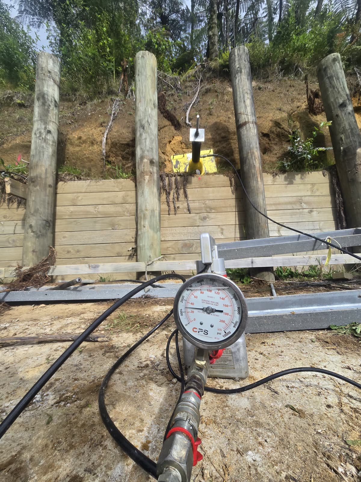 Hydraulic proof-testing of a tieback ground anchor in Rotorua